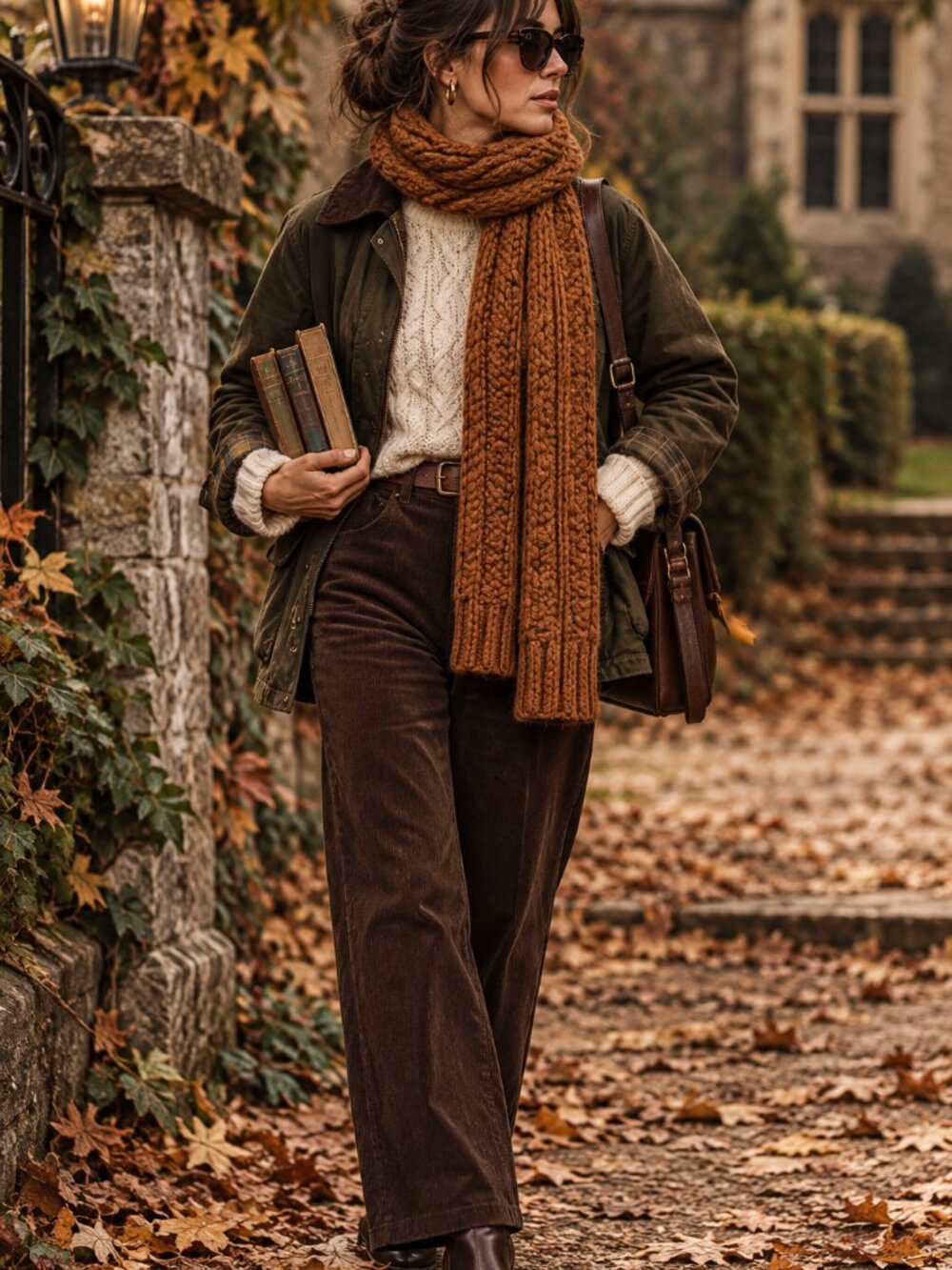 Gap Wool Blend Chunky Cable Knit Scarf Rust Brown Orange Fall Winter